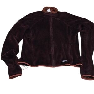 Patagonia Women's Burgundy Brown Fleece Jacket i7